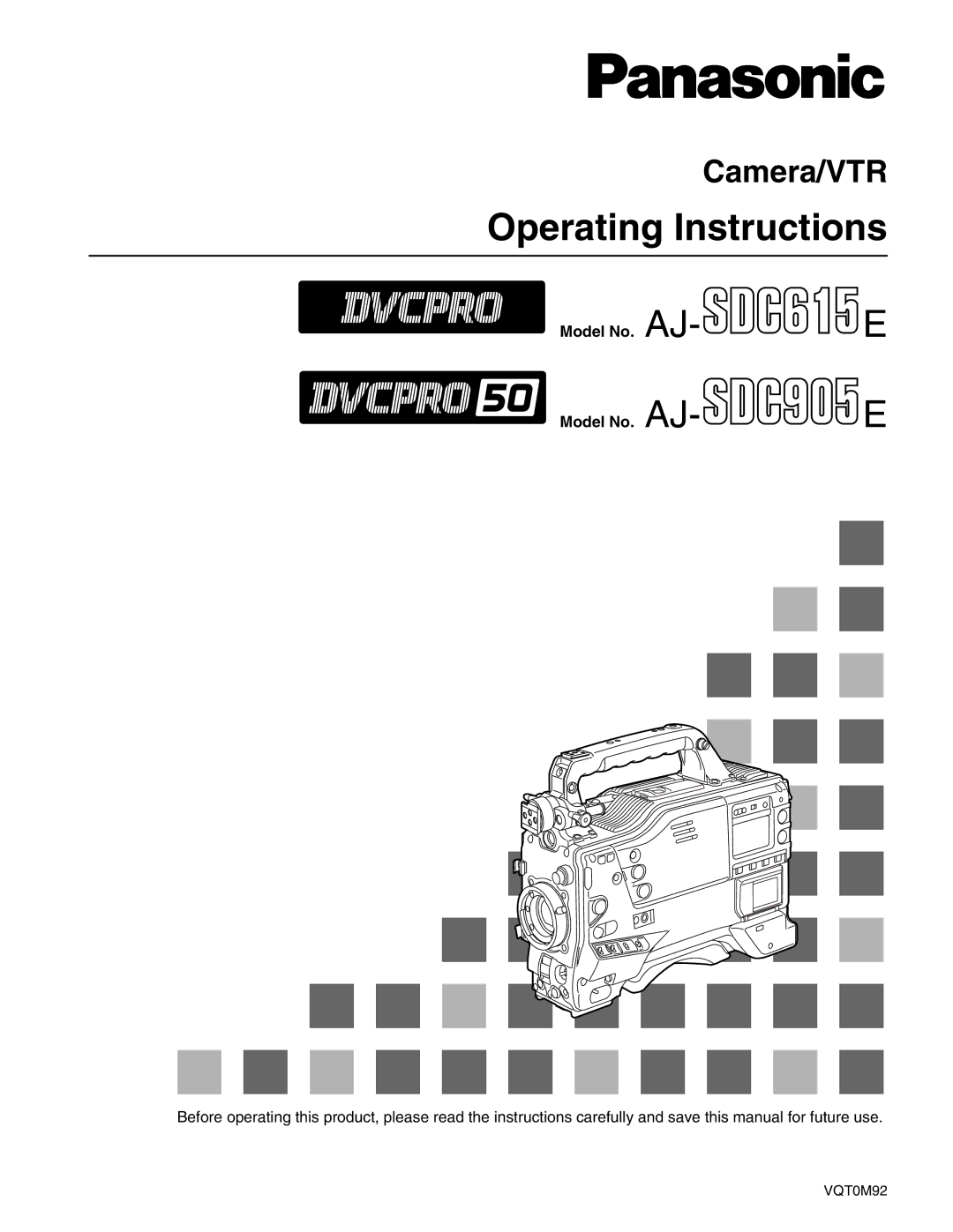 Panasonic AJ- E operating instructions Operating Instructions, Model No 