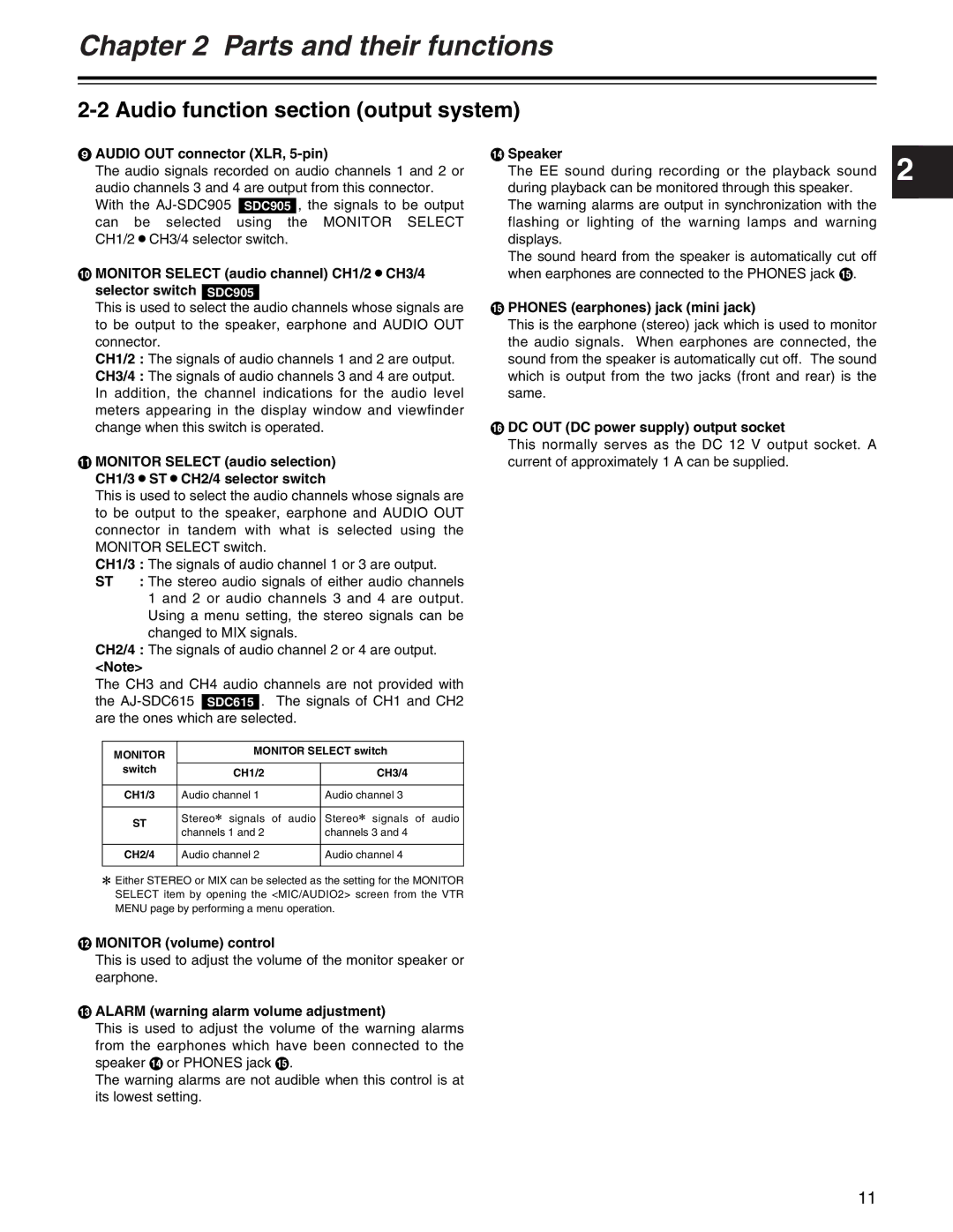 Panasonic AJ- E operating instructions Audio function section output system 