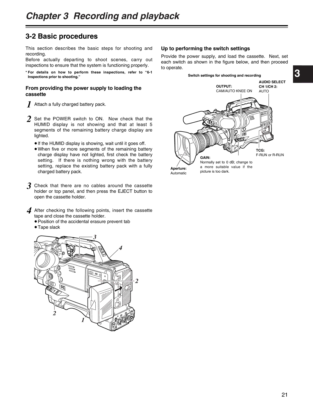 Panasonic AJ- E operating instructions Basic procedures, From providing the power supply to loading the cassette 