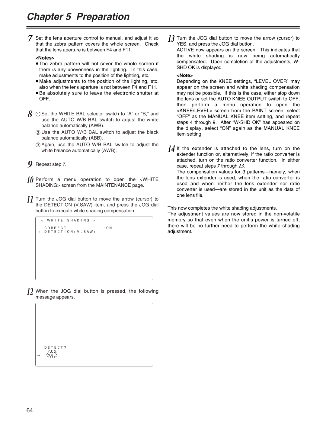 Panasonic AJ- E operating instructions Set the White BAL selector switch to a or B 