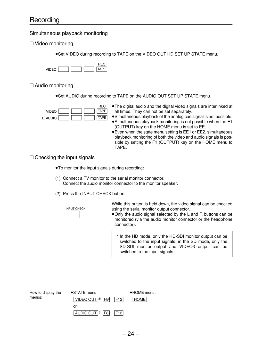 Panasonic AJ- HD3700B manual Simultaneous playback monitoring ∑ Video monitoring, ∑ Audio monitoring 