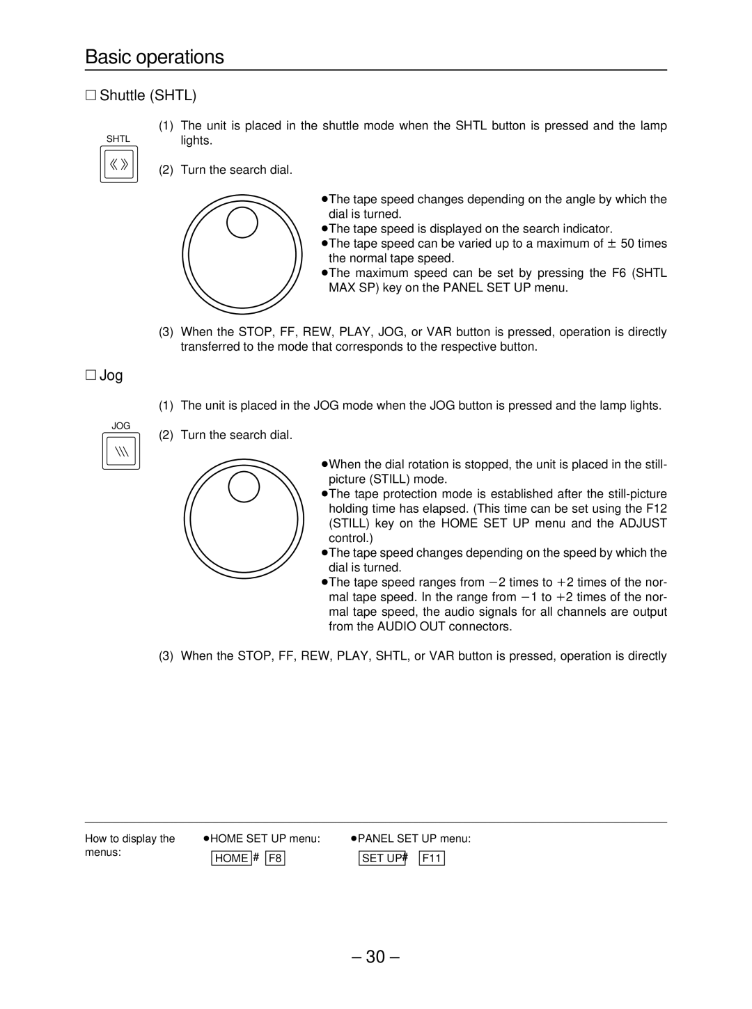 Panasonic AJ- HD3700B manual ∑ Shuttle Shtl, ∑ Jog 