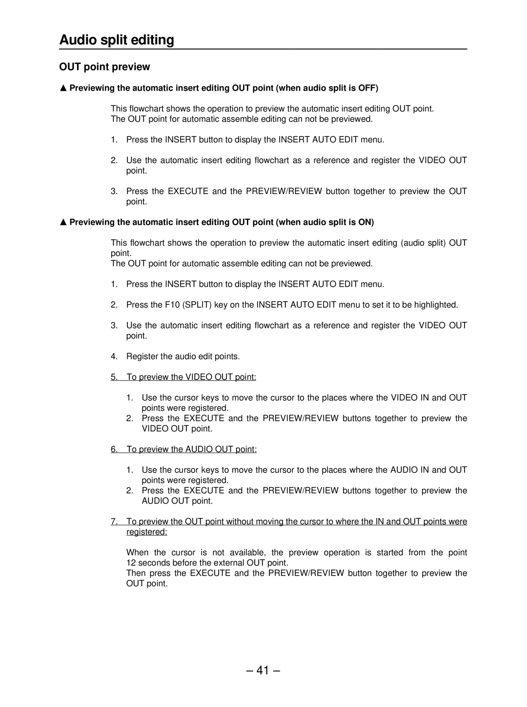 Panasonic AJ- HD3700B manual OUT point preview 