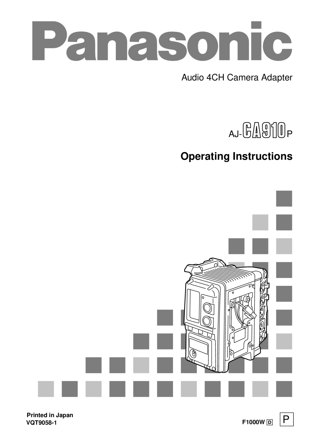 Panasonic AJ-CA910P manual Operating Instructions 