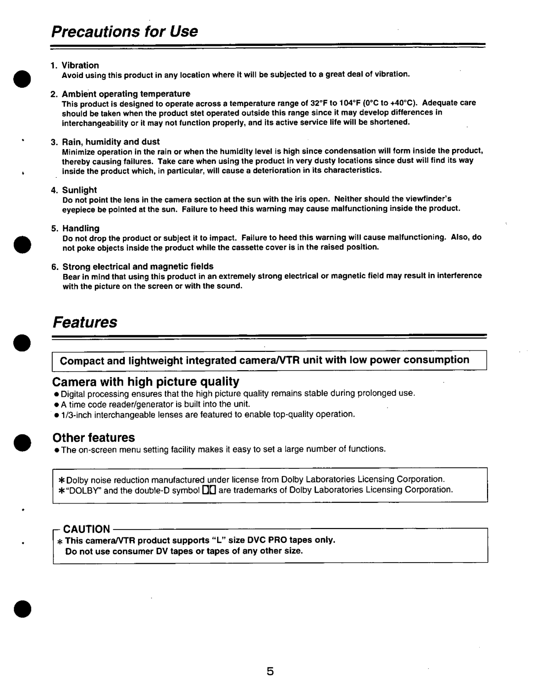 Panasonic AJ-D210P manual 