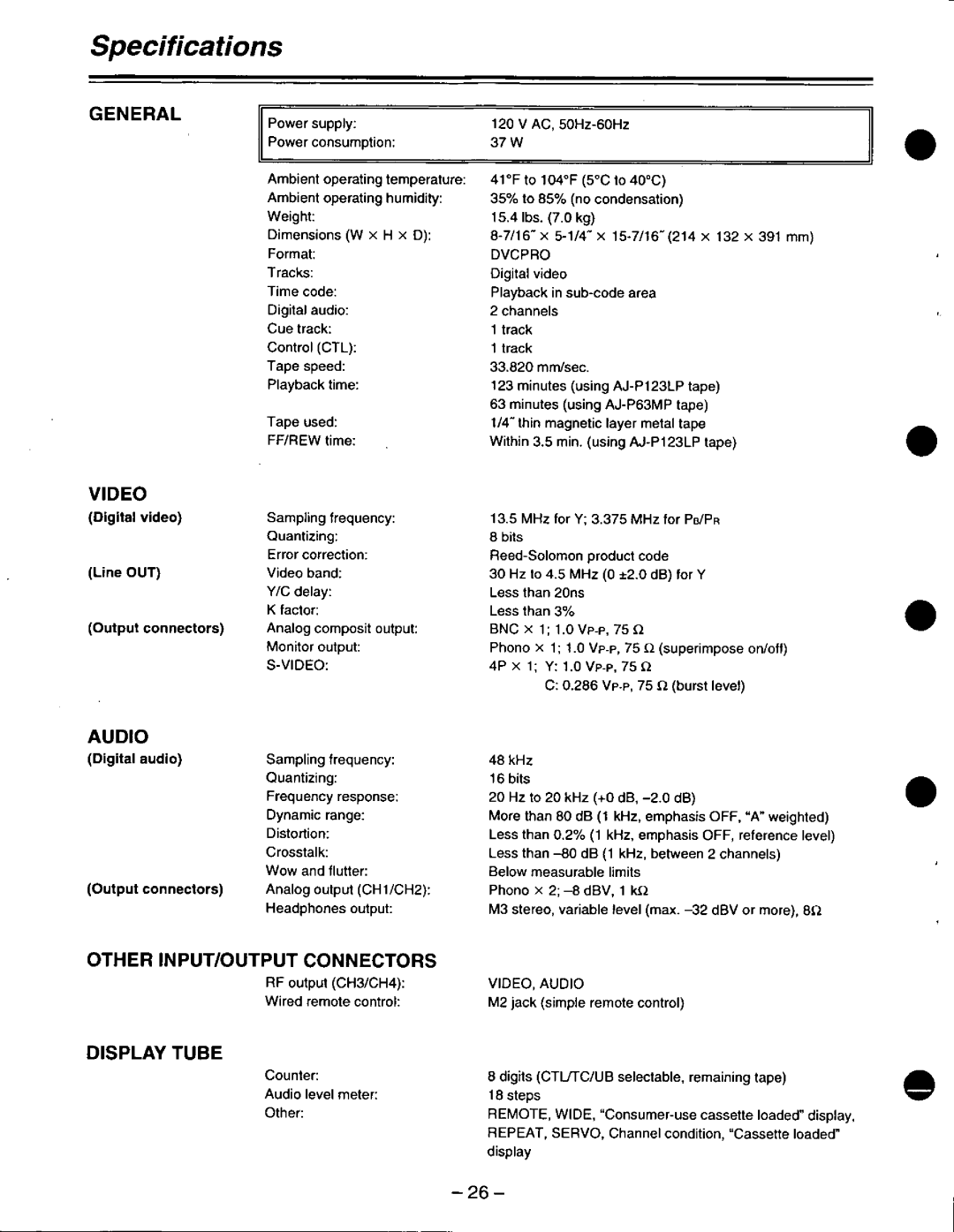 Panasonic AJ-D220 P manual 