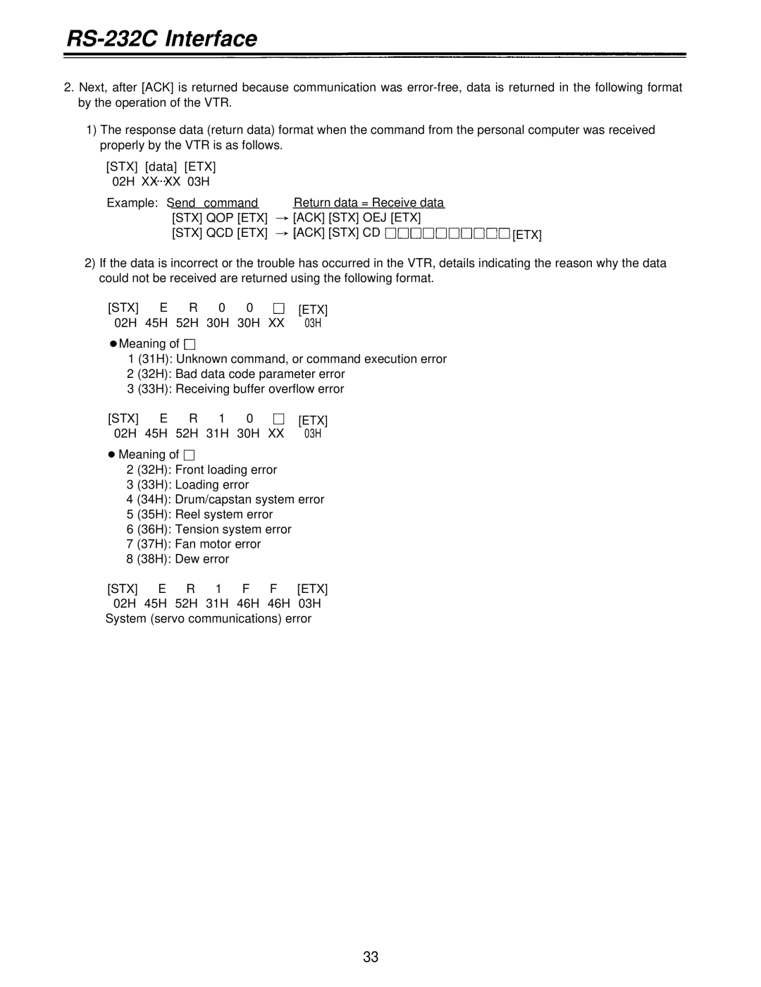 Panasonic AJ-D230HP operating instructions Stx Qop Etx Ack Stx Oej Etx Stx Qcd Etx Ack Stx Cd 