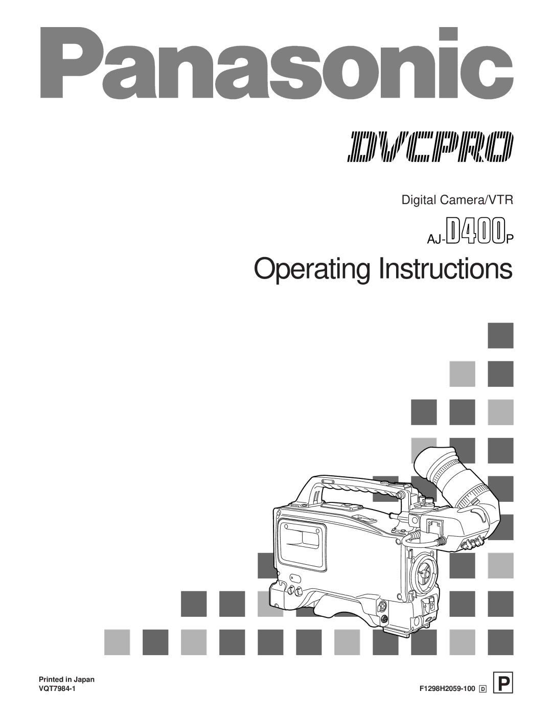 Panasonic AJ-D400 operating instructions Operating Instructions 