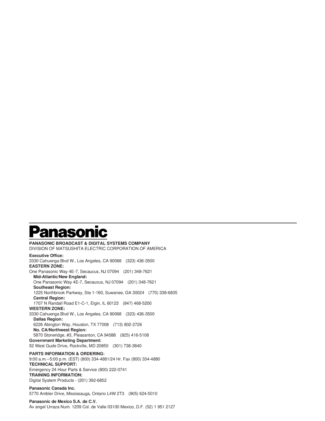 Panasonic AJ-D400 operating instructions Parts Information & Ordering 