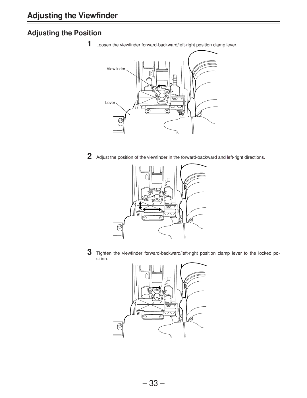 Panasonic AJ-D400 operating instructions Adjusting the Viewfinder, Adjusting the Position 