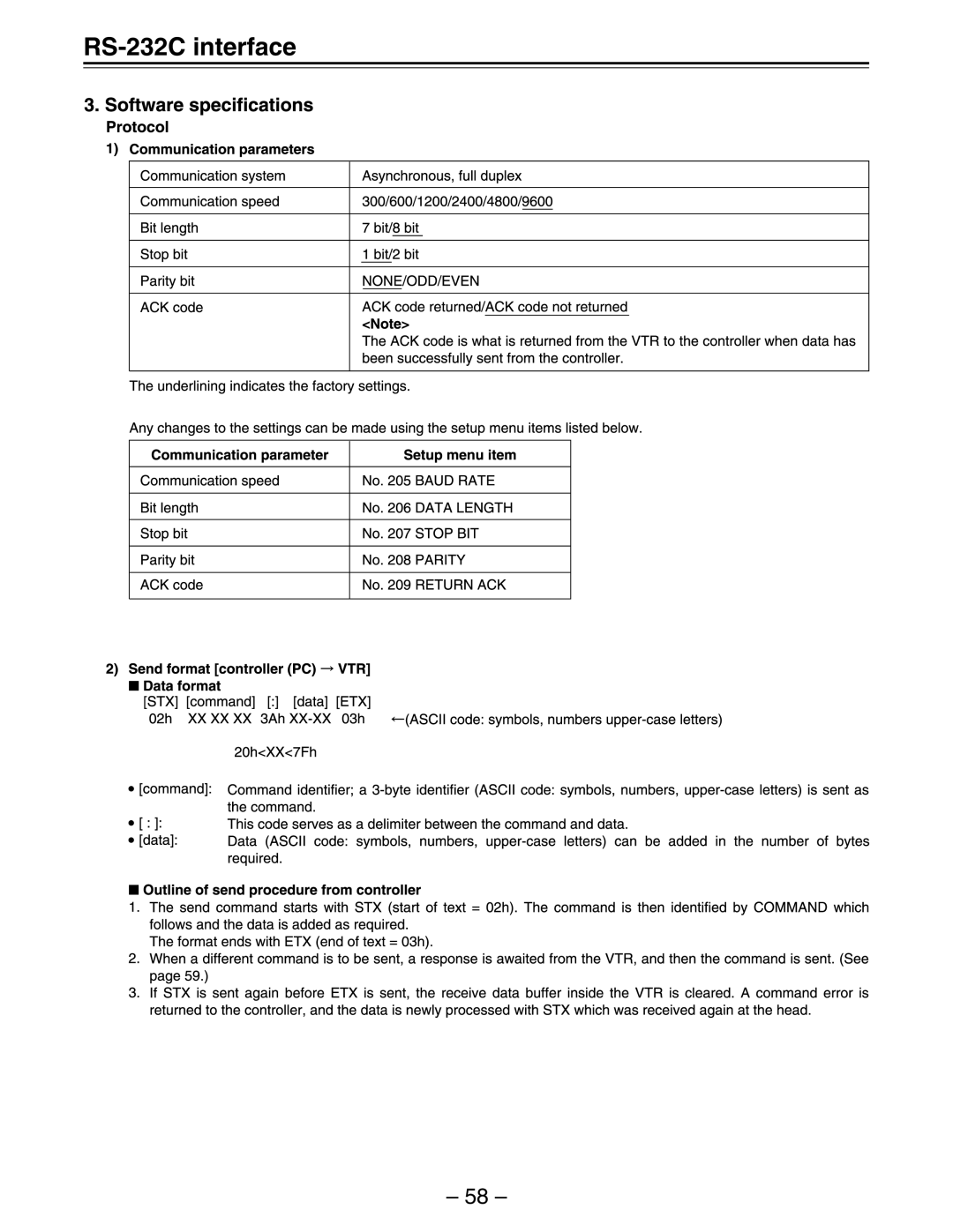 Panasonic AJ-D450, AJ-D440 manual RS-232C interface 