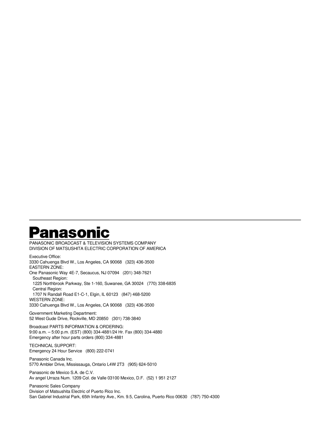 Panasonic AJ-D455P operating instructions Panasonic Broadcast & Television Systems Company 