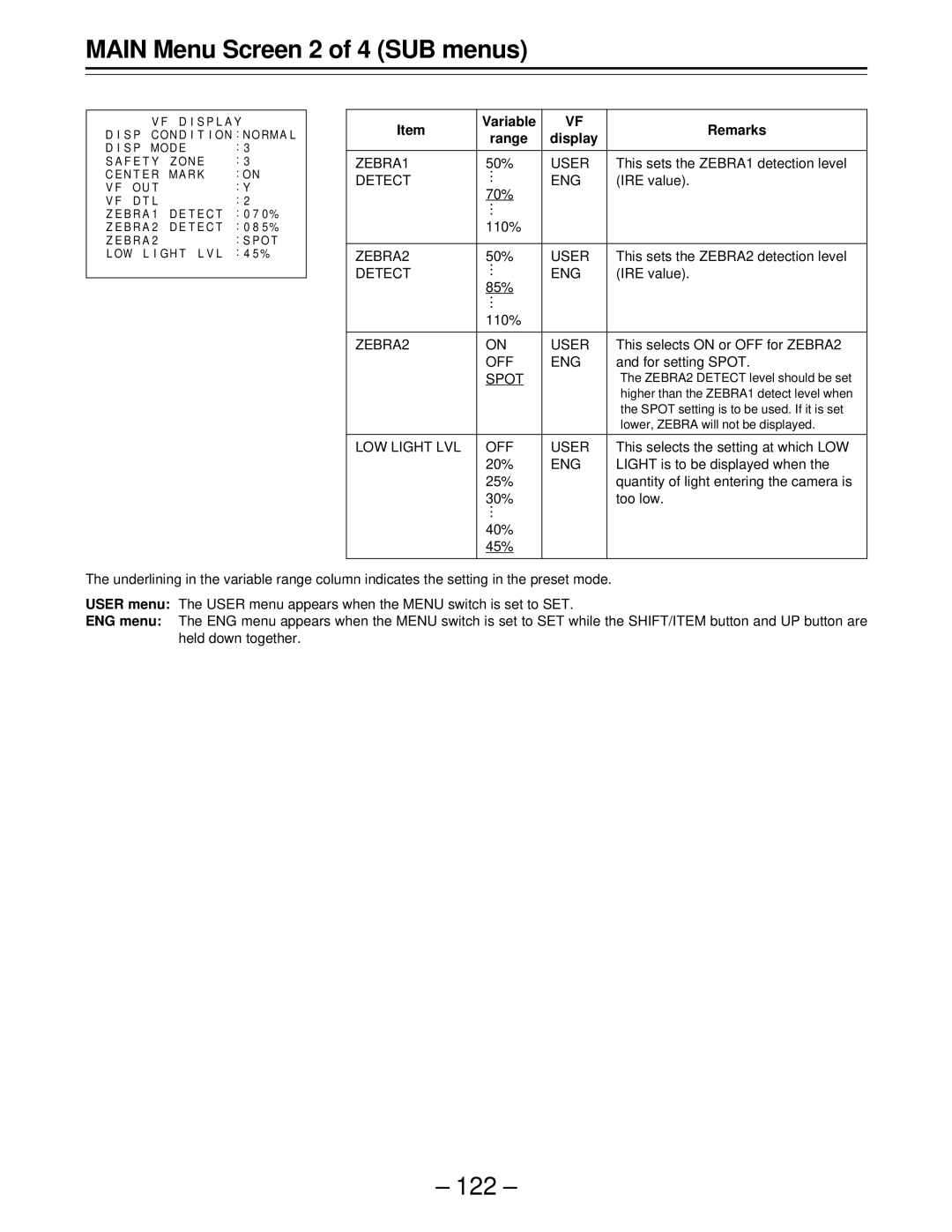 Panasonic AJ-D610WBp operating instructions Range Display 