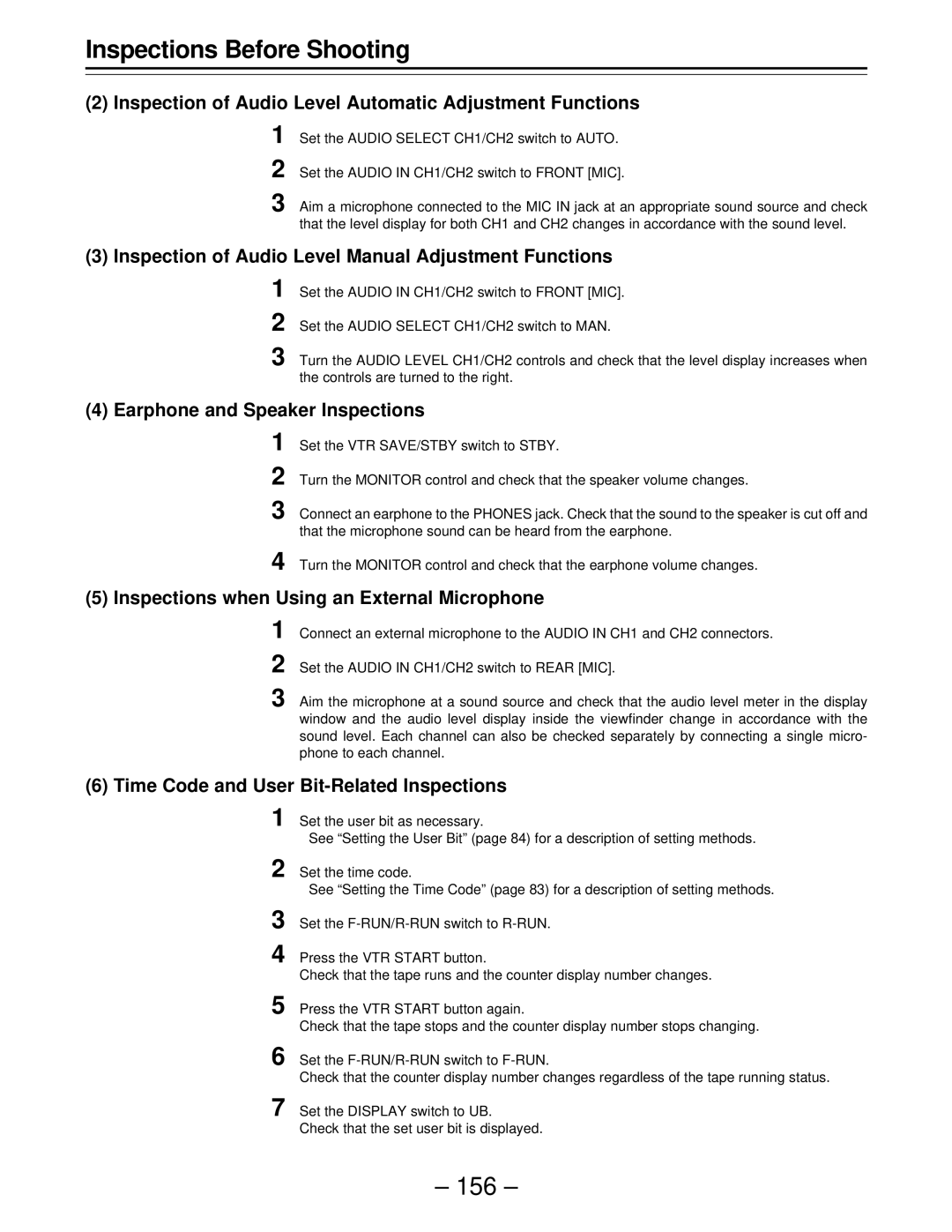 Panasonic AJ-D610WBp Inspection of Audio Level Automatic Adjustment Functions, Earphone and Speaker Inspections 