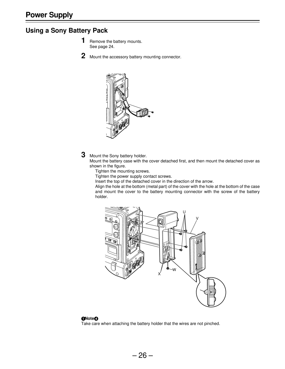 Panasonic AJ-D610WBp operating instructions Using a Sony Battery Pack 