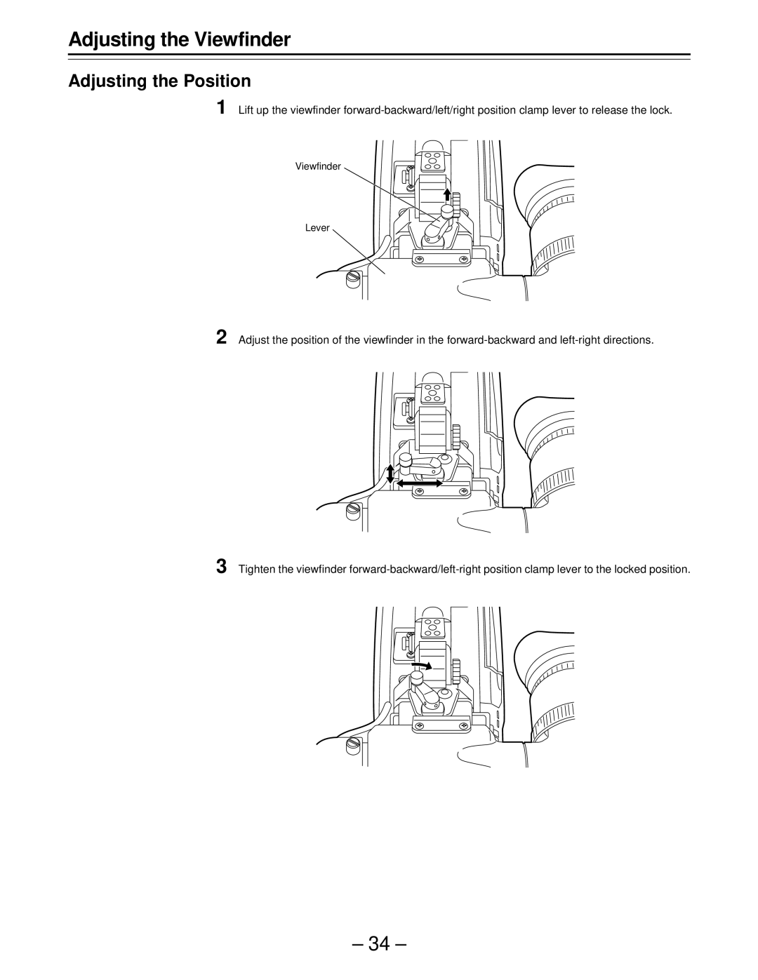 Panasonic AJ-D610WBp operating instructions Adjusting the Viewfinder, Adjusting the Position 