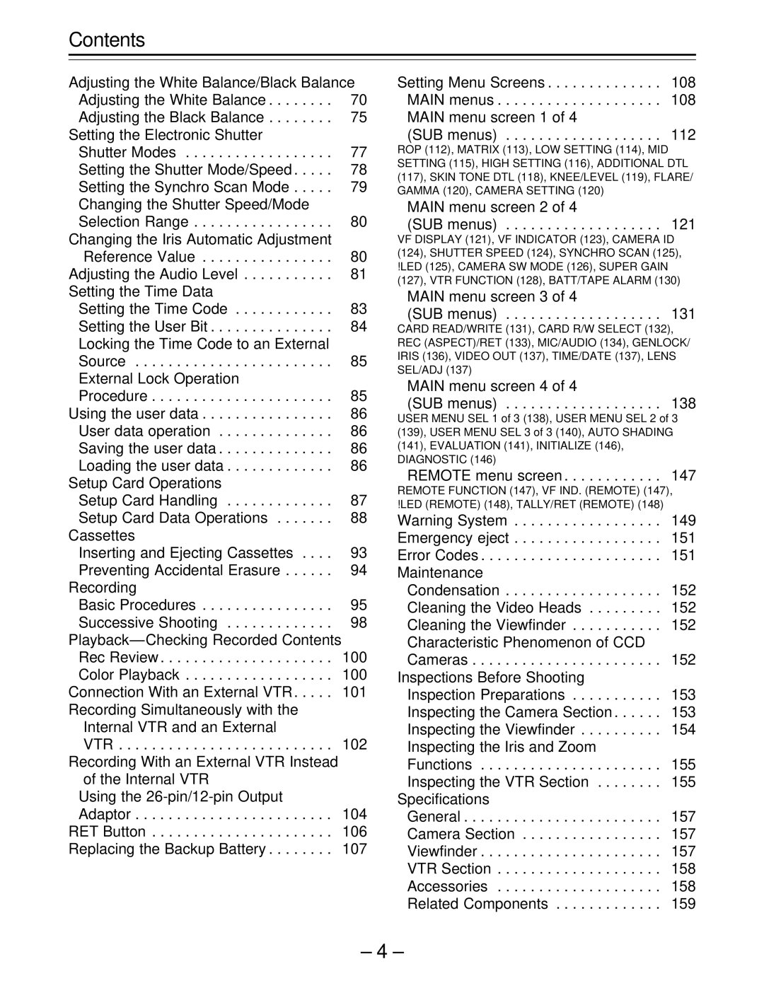 Panasonic AJ-D610WBp operating instructions Áremote menu screen 