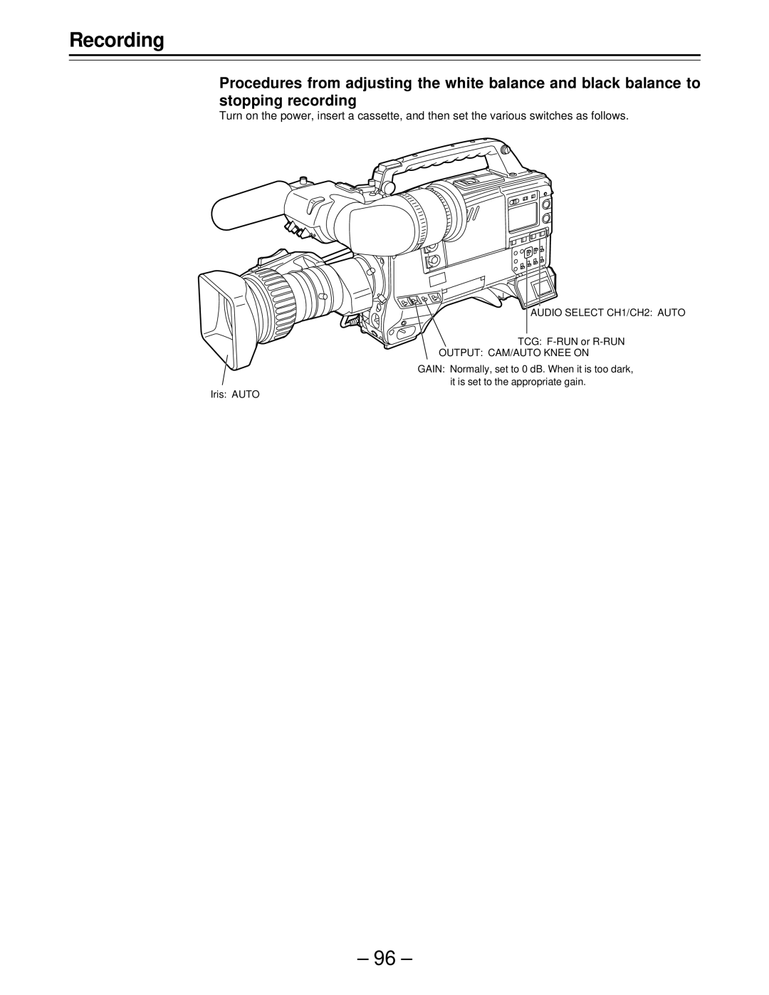 Panasonic AJ-D610WBp operating instructions Audio Select CH1/CH2 Auto 