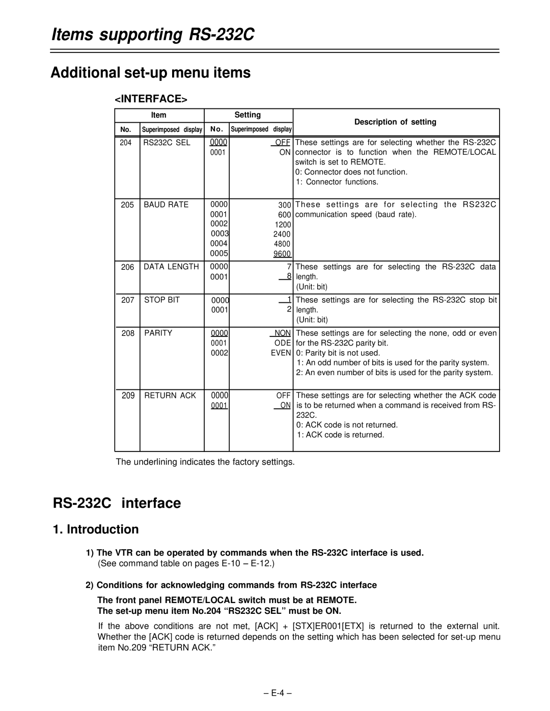 Panasonic AJ-D650 manual RS-232C interface, Introduction 