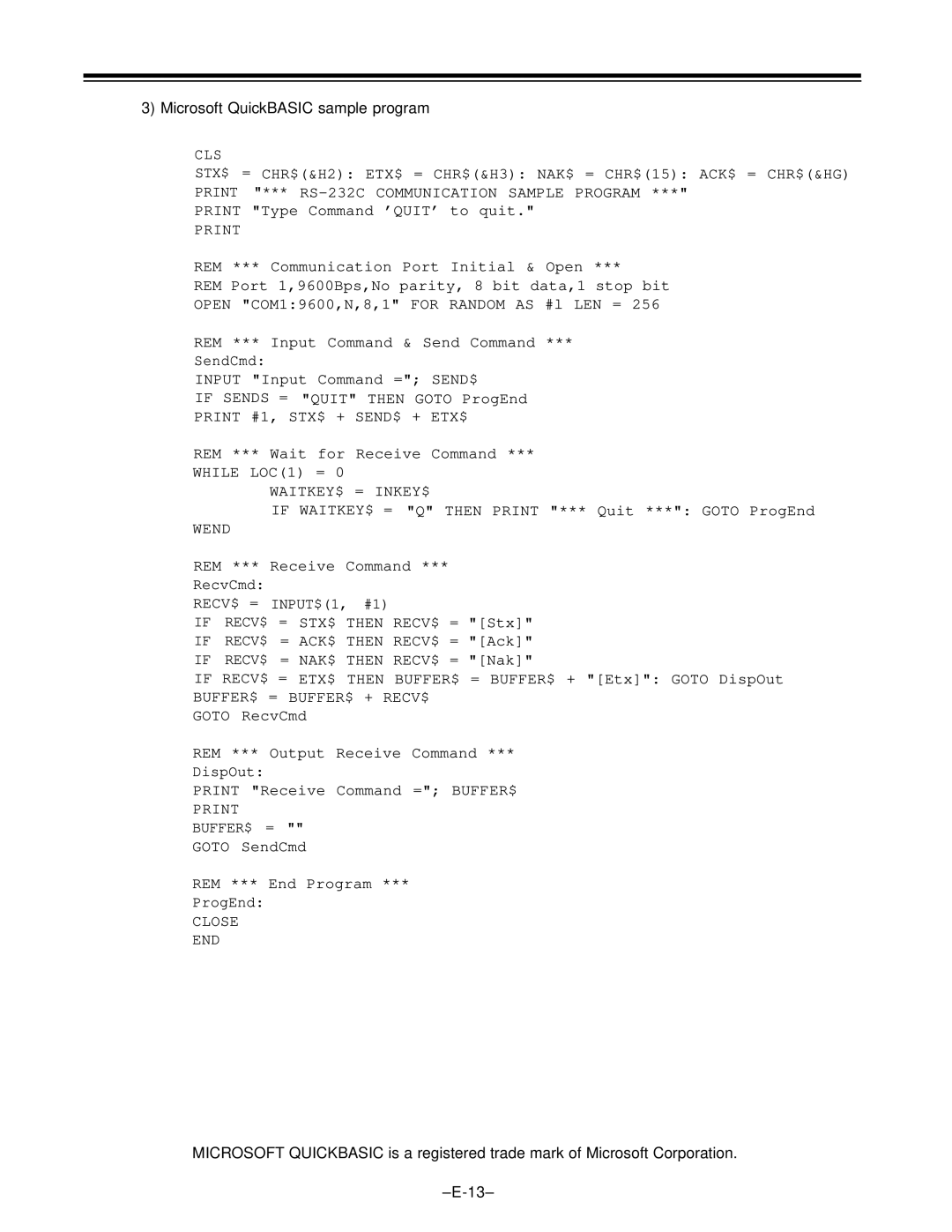 Panasonic AJ-D650 manual Microsoft QuickBASIC sample program, Print 