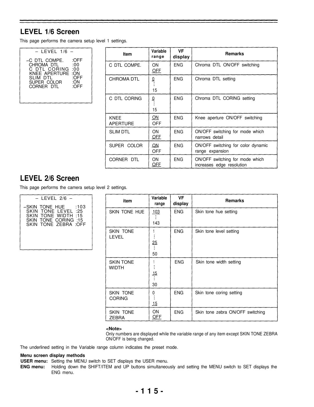 Panasonic AJ-D700P operating instructions Level 1/6 Screen, Skin Tone HUE 