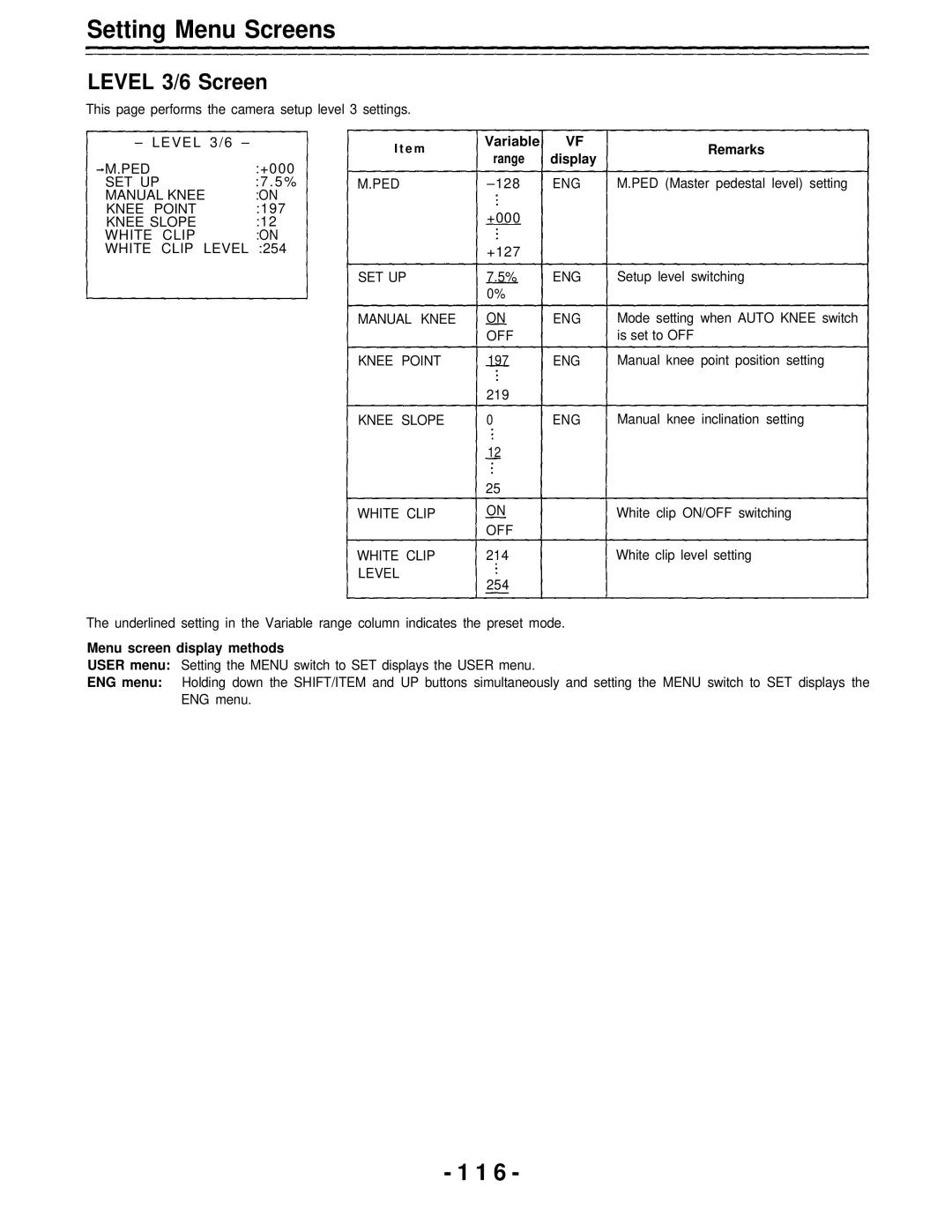 Panasonic AJ-D700P operating instructions Level 3/6 Screen 