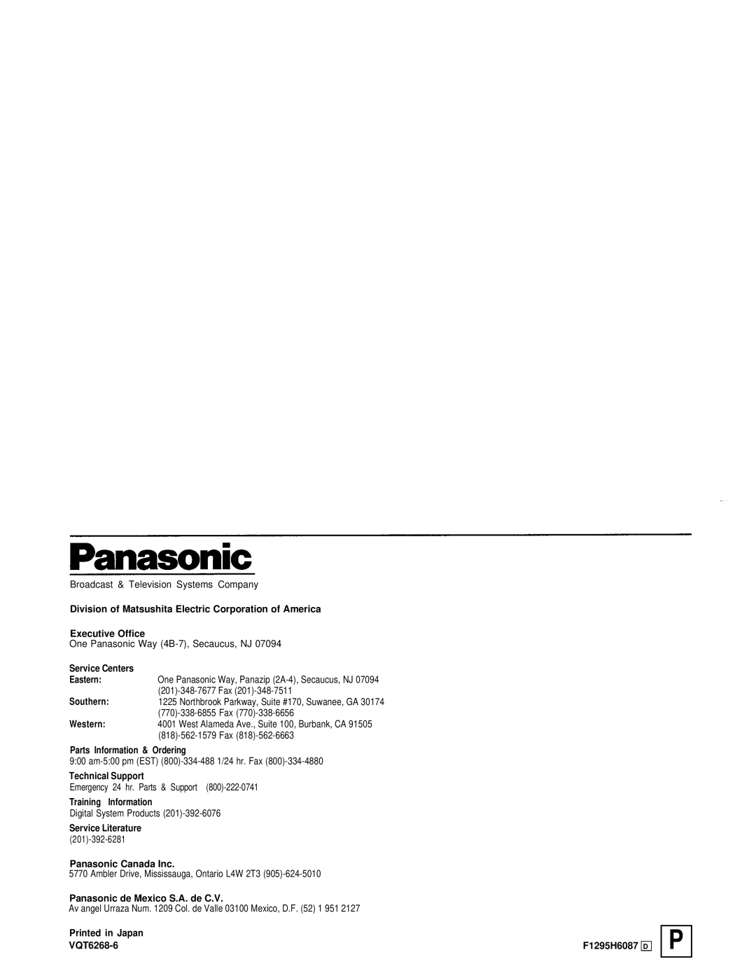 Panasonic AJ-D700P operating instructions Parts Information & Ordering 