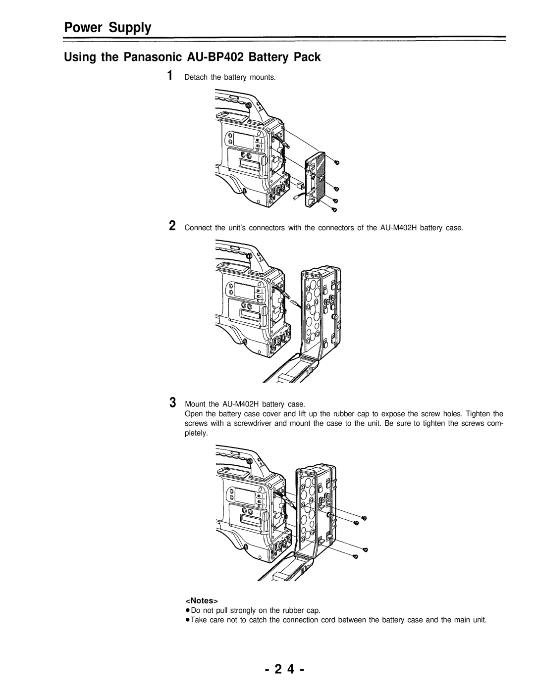 Panasonic AJ-D700P operating instructions Using the Panasonic AU-BP402 Battery Pack 