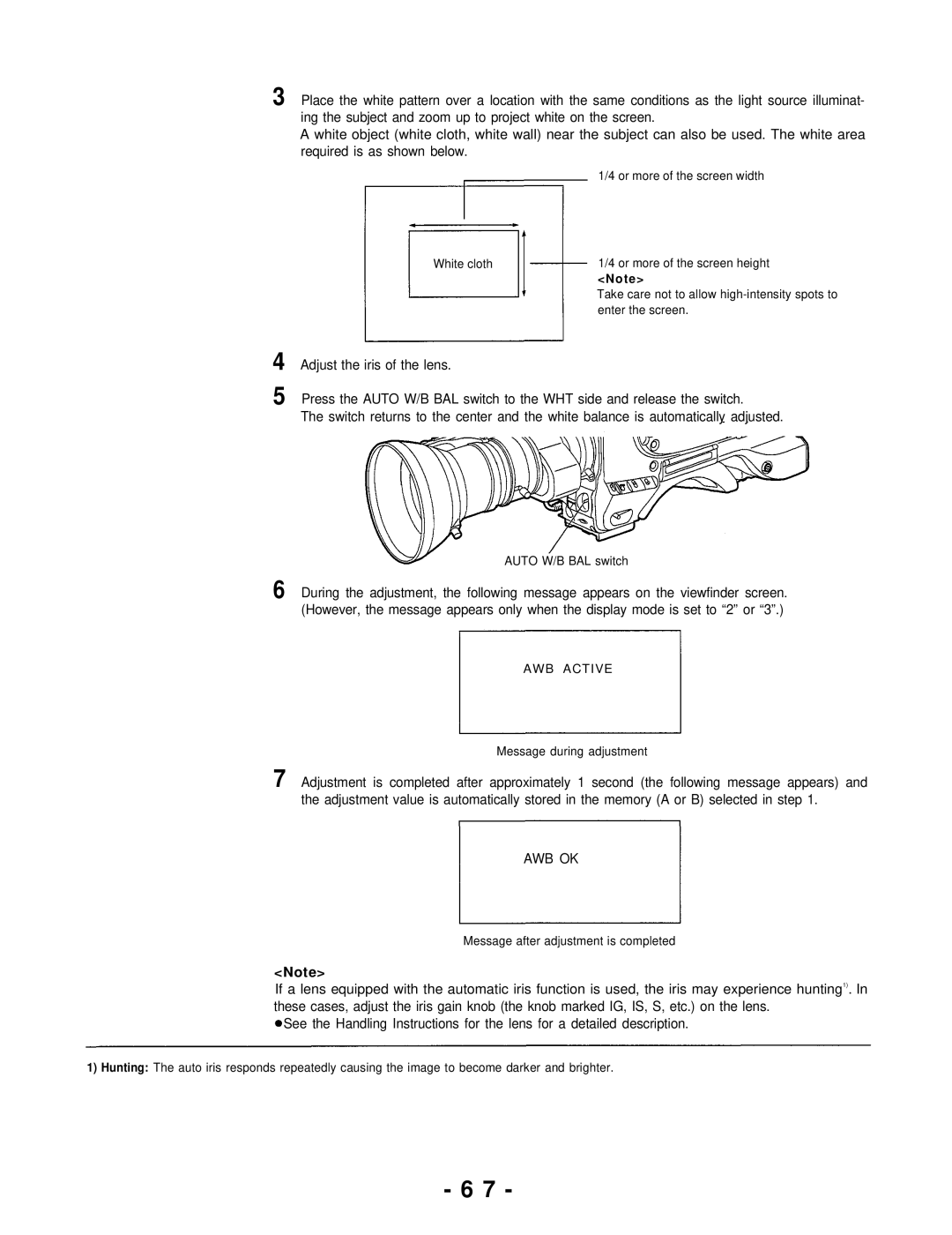 Panasonic AJ-D700P operating instructions Awb Ok, AWB Active 