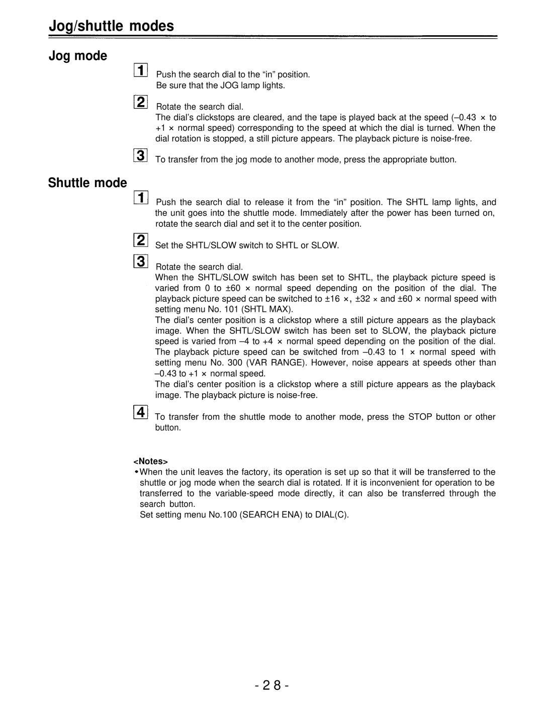 Panasonic AJ-D750P manual Jog/shuttle modes, Jog mode, Shuttle mode 