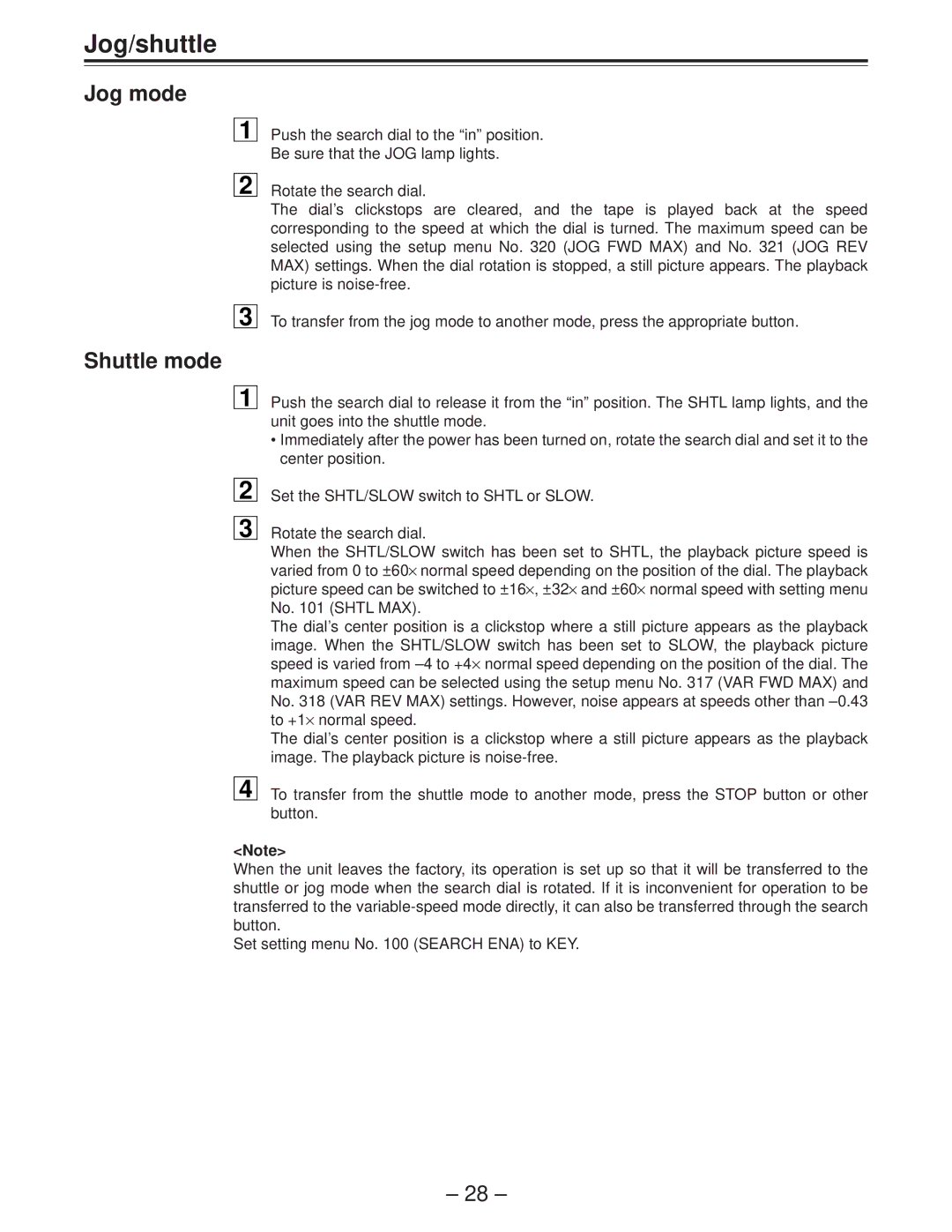 Panasonic AJ-D850P manual Jog/shuttle, Jog mode, Shuttle mode 