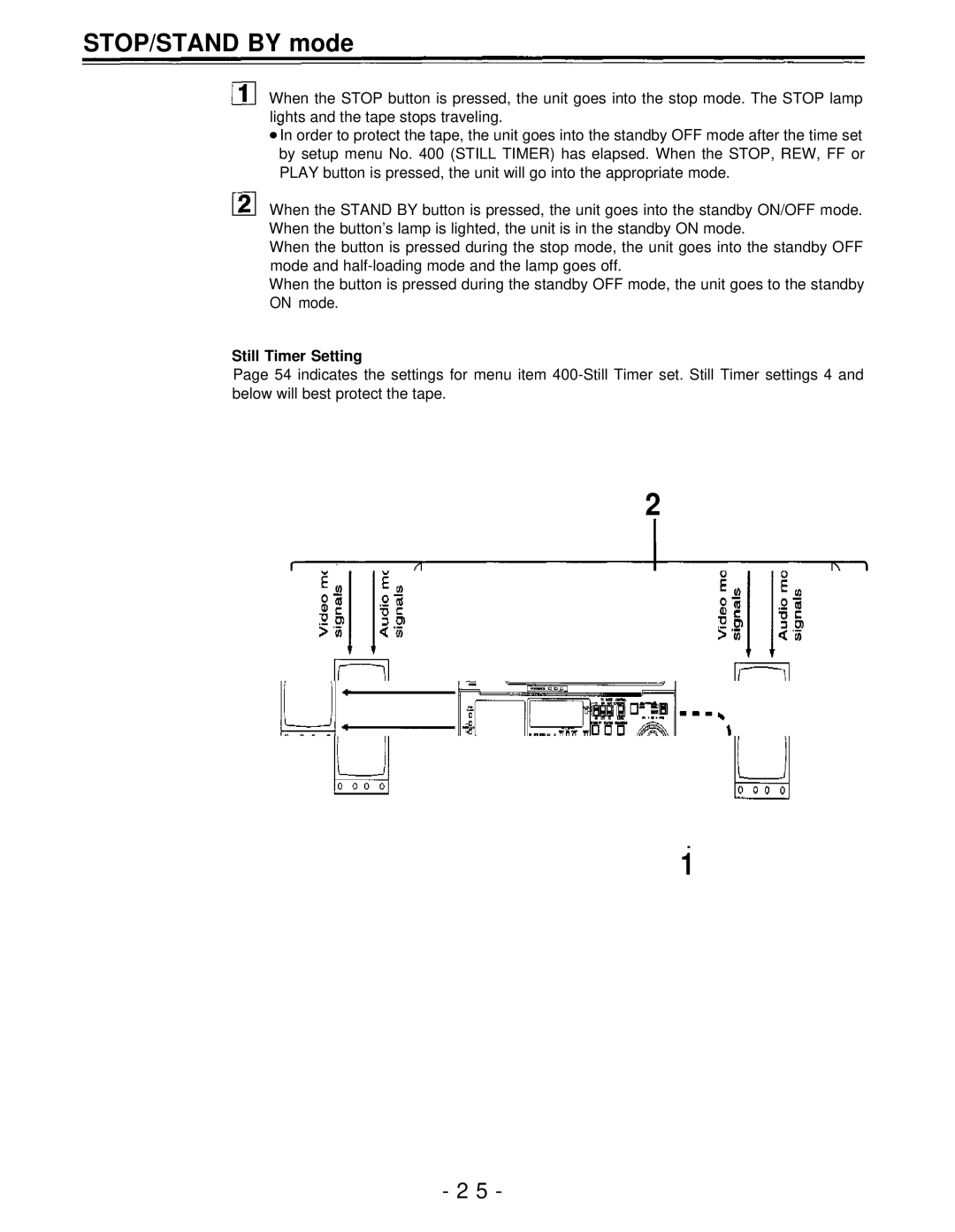 Panasonic AJ-PD950, AJ-D950 manual STOP/STAND by mode, Still Timer Setting 