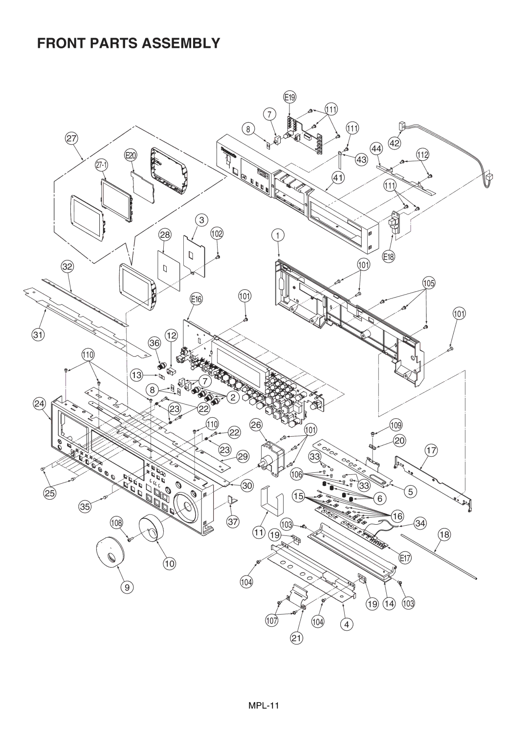 Panasonic AJ-D965MC, AJ-SD945E, AJ-SD965E, AJ-YAC965E manual Front Parts Assembly 