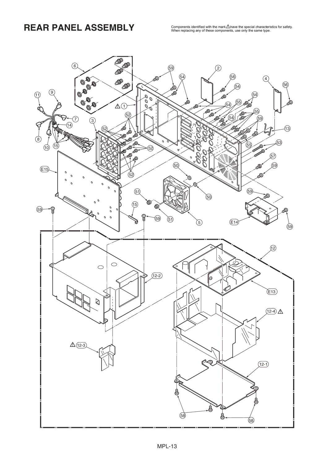 Panasonic AJ-SD965E, AJ-D965MC, AJ-SD945E, AJ-YAC965E manual Rear Panel Assembly 