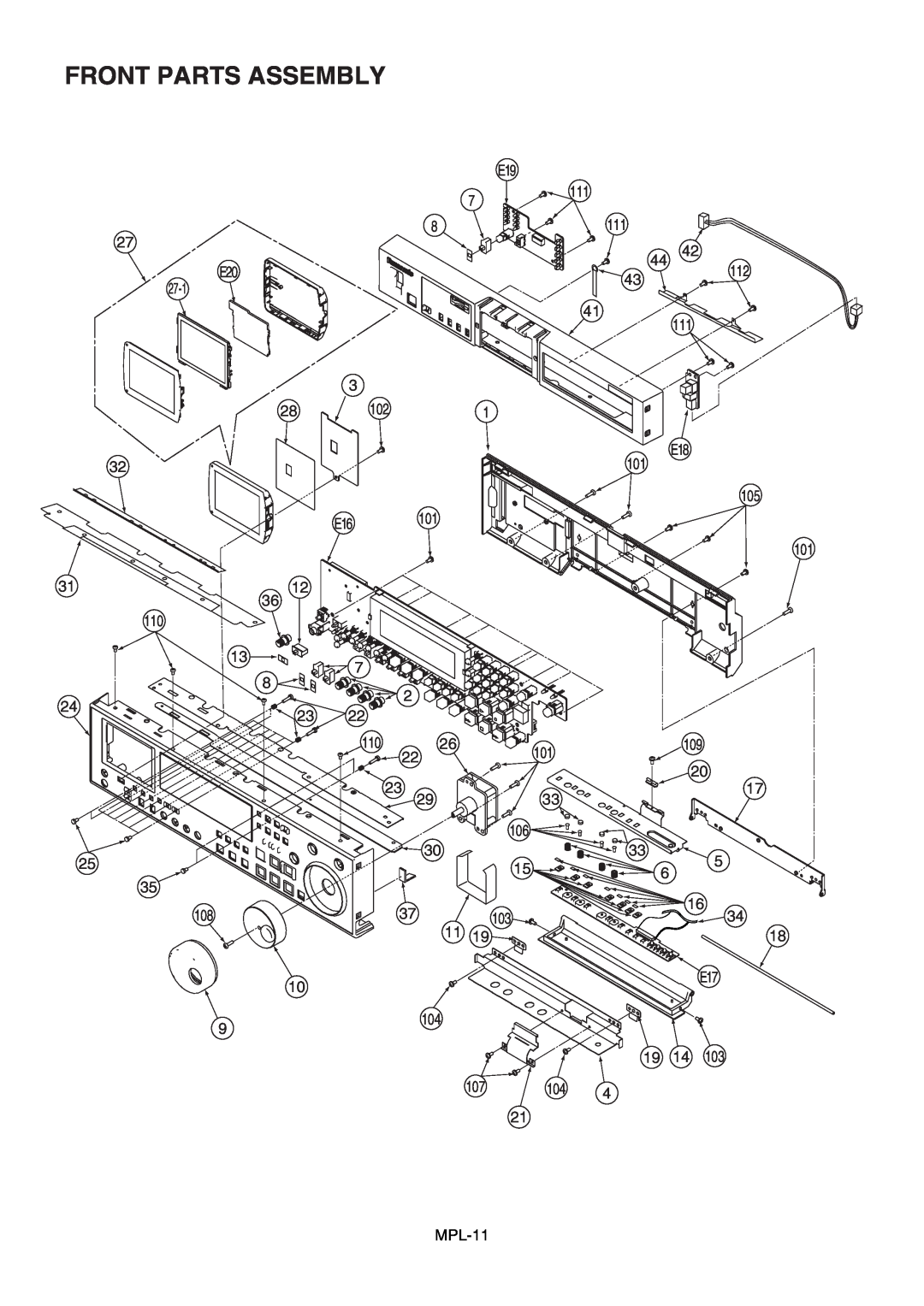 Panasonic AJ-D965MC, AJ-SD945E, AJ-SD965E, AJ-YAC965E manual Front Parts Assembly 