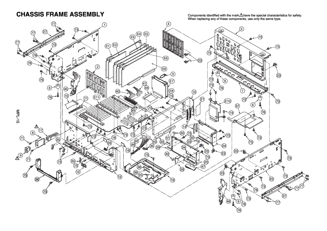Panasonic AJ-D965MC, AJ-SD945E, AJ-SD965E, AJ-YAC965E manual Chassis Frame Assembly, E4 E5 E3 E6 E9 