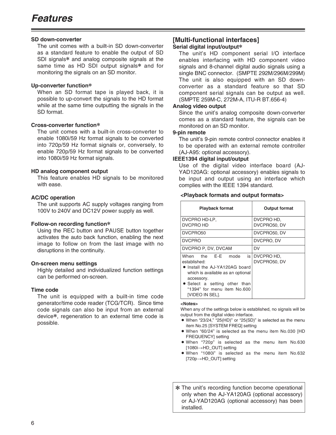 Panasonic AJ-HD1200A operating instructions Multi-functional interfaces 