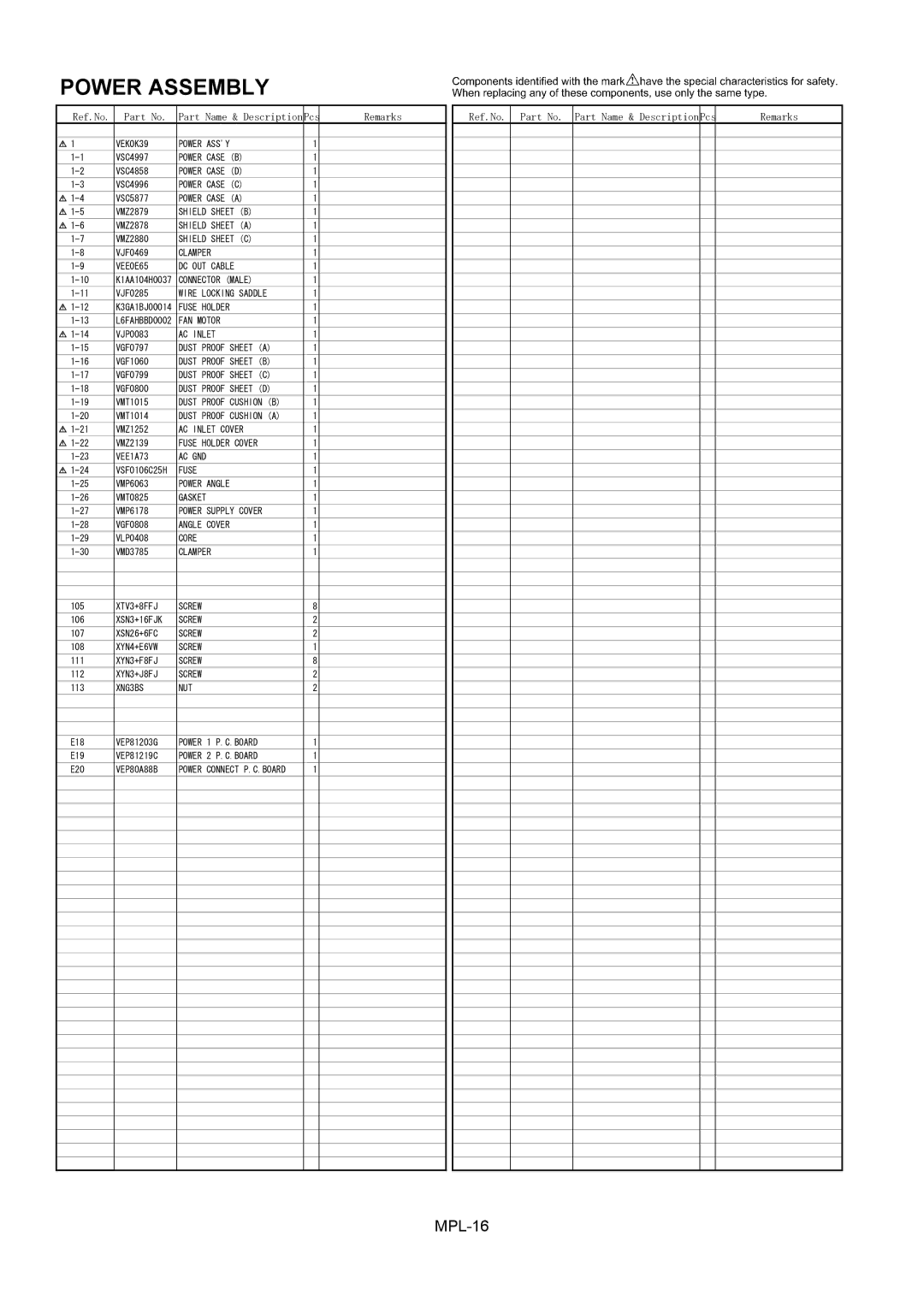 Panasonic AJ-HD1400MC manual Power Assembly 