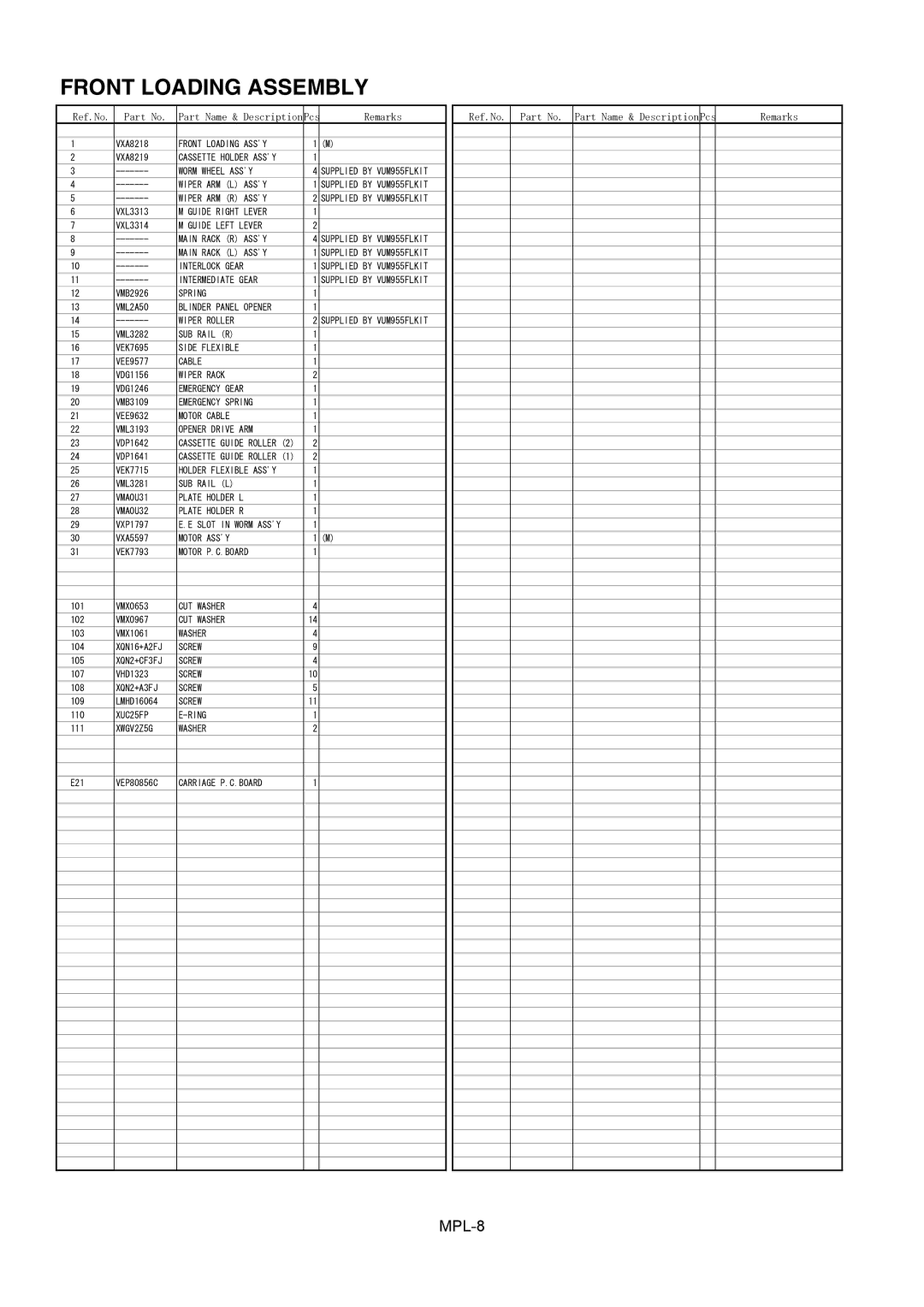 Panasonic AJ-HD1400MC manual Front Loading Assembly 