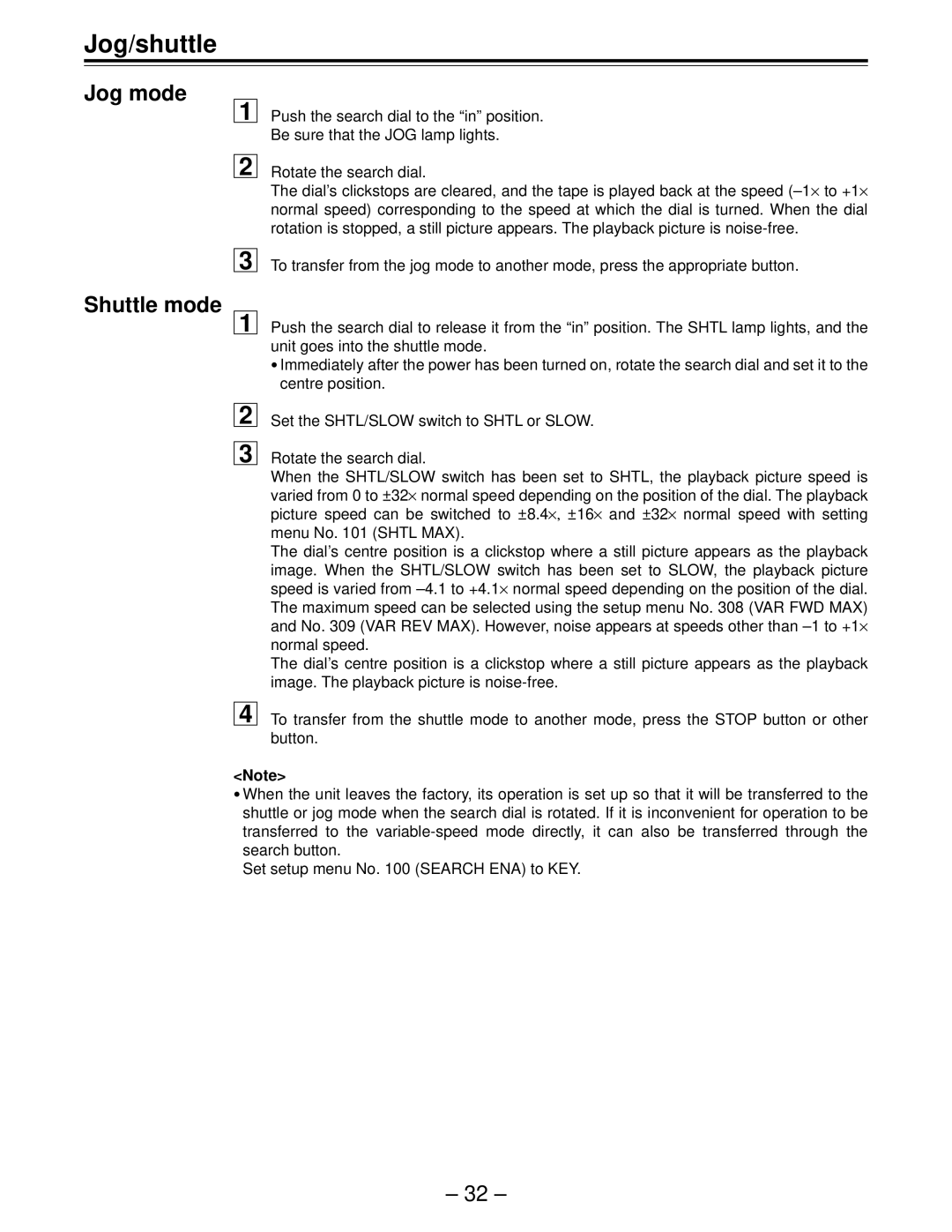 Panasonic AJ-HD150FE operating instructions Jog/shuttle, Jog mode Shuttle mode 