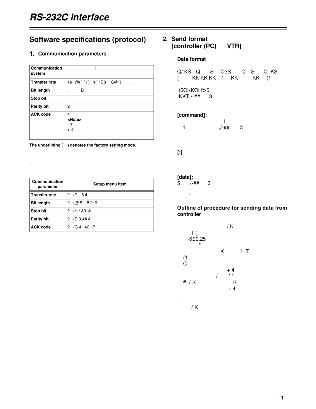 Panasonic AJ-HD1700 manual Software specifications protocol, Send format, Controller PC 