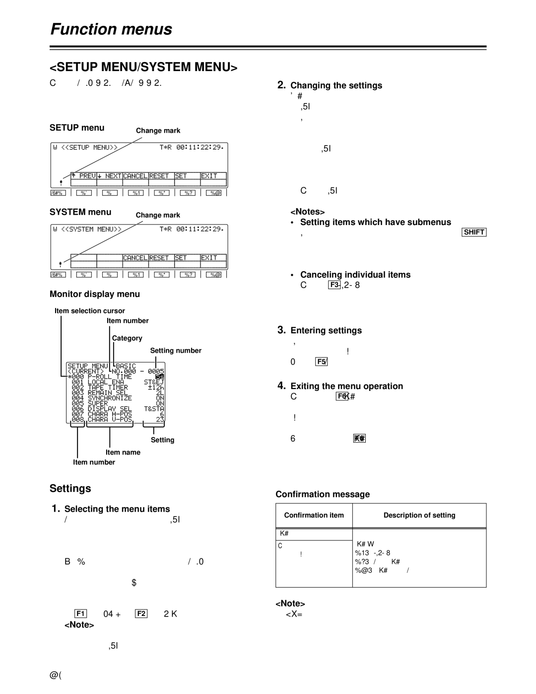 Panasonic AJ-HD1700 manual Setup MENU/SYSTEM Menu, Settings 