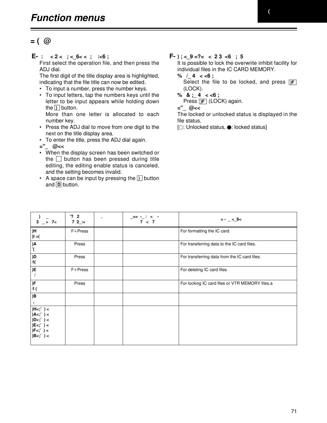 Panasonic AJ-HD1700 Editing the title of a selected file, Locking a file, Select the file to be locked, and press Lock 