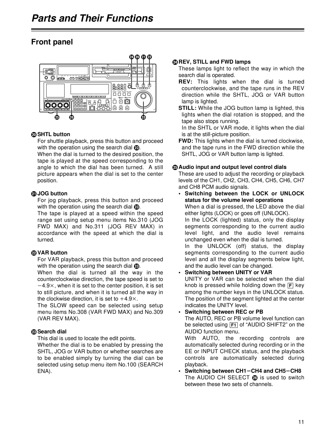 Panasonic AJ-HD1700PE operating instructions Rev, Still, Fwd 