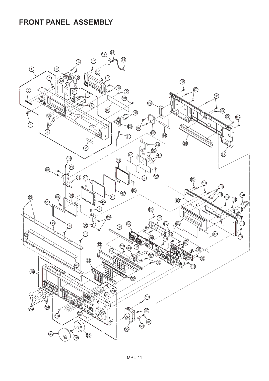 Panasonic AJ-HD1800MC, AJ-HD1800E manual Front Panel Assembly 