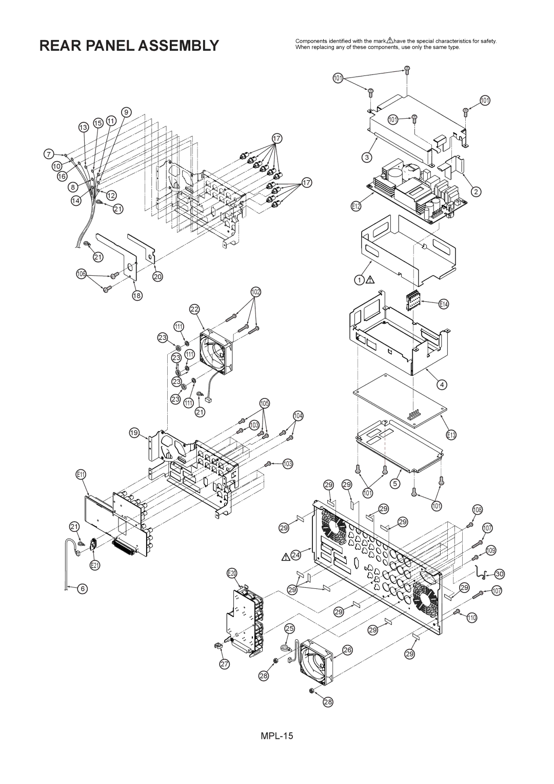 Panasonic AJ-HD1800MC, AJ-HD1800E manual Rear Panel Assembly 