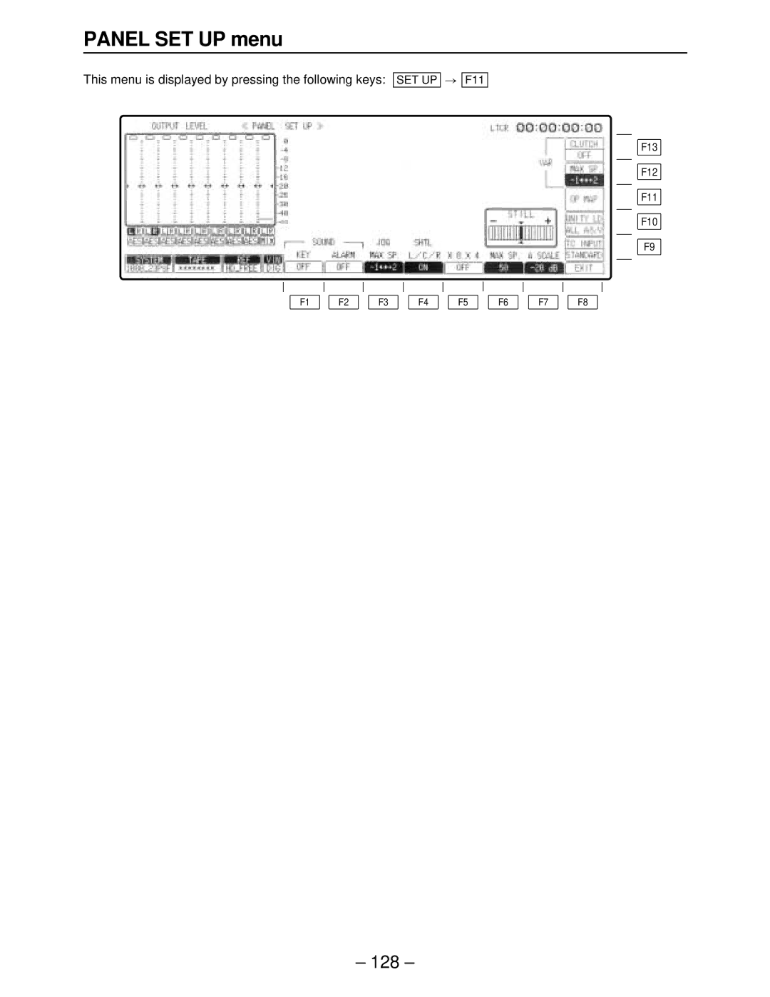 Panasonic AJ-HD2700, AJ-HD3000, AJ-HD2000 Panel SET UP menu, This menu is displayed by pressing the following keys SET UP 