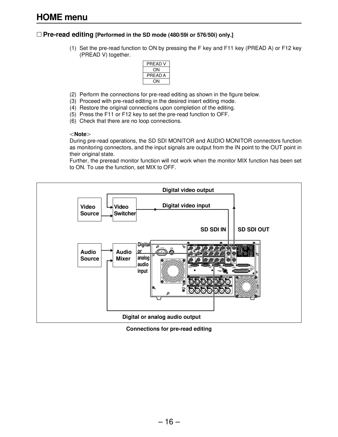 Panasonic AJ-HD3000, AJ-HD2000, AJ-HD2700, AJ-HD3700A, AJ-HD3700BE Sd Sdi Sd Sdi Out, Digital, Audio, Mixer Analog, Input 