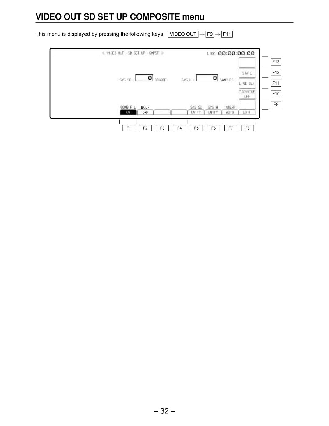 Panasonic AJ-HD2700, AJ-HD3000, AJ-HD2000, AJ-HD3700A, AJ-HD3700BE manual Video OUT SD SET UP Composite menu 