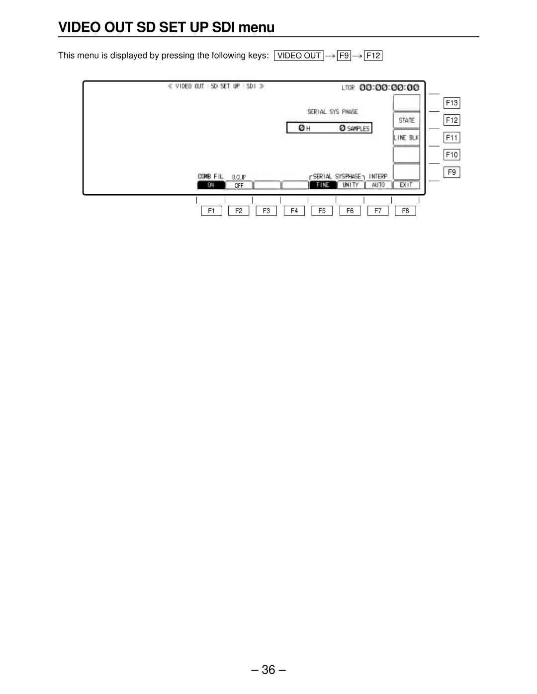 Panasonic AJ-HD3000, AJ-HD2000 manual Video OUT SD SET UP SDI menu, This menu is displayed by pressing the following keys 